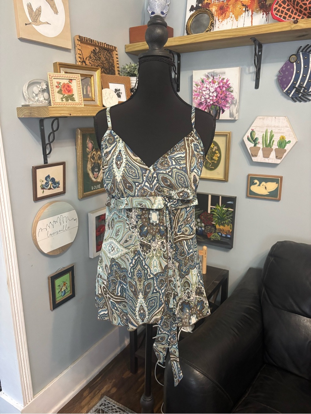 VTG Y2K BCX paisley babydoll top fairycore grunge size L